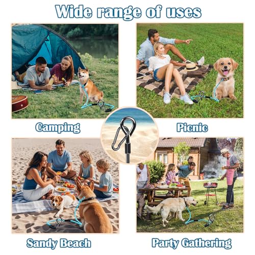 Beach Dog Stake Anchor Heavy Duty Dog Tie Out Stake 360° Swivel Dog Stake Beach Essentials for Large Dogs, Screw in Ground Dog Anchor for Sand Yard Park Camping Outside