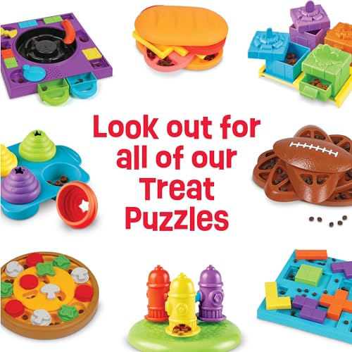 Brightkins Pizza Party! Treat Puzzle - Interactive Dog Toys, Dog Puzzle Toy and Slow Feeder, Enrichment Feeder for Dogs and Cats, Puppy Toys to Keep Them Busy, Cat Enrichment Puzzles - size: (Pack of 1)