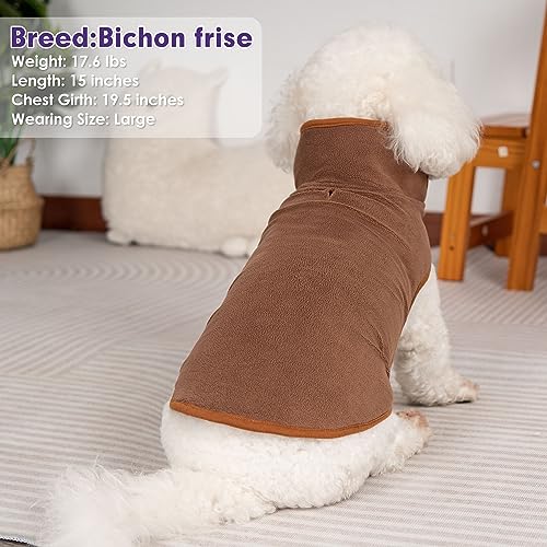 cyeollo Warm Dog Coat Fleece Sherpa Reversible Winter Sweater Coats, Turtleneck Cold Weather Dog Jacket Vest for Small Dogs with Leash Hole, Burgundy, S - color: Burgundy, size: Small (5-9lbs)