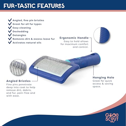 Good Scout Slicker Brush, Best Deshedding Tool for Dogs & Cats, Gentle, Safe & Effective Pet Grooming Tool for Long & Short Haired Animals - style: Slicker Brush