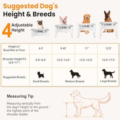 URPOWER 3-in-1 Elevated Dog Bowls - Mess Proof Double Deck 4 Height Adjustable Raised Stand with 2 Stainless Steel Food Bowls & Licking Plate for Small, Medium & Large Dogs - color: Light Grey, size: Large