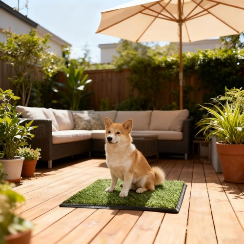 Dog Grass Pee Pad with Tray, 3-Layer Reusable & Washable Potty Training Pad, Artificial Turf for Indoor Outdoor Use, for Small & Medium Dogs (30 x 20 Inch)