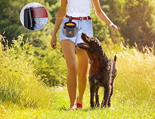 AMZNOVA Dog Treat Bag Treatnow Dog Treat Pouch, Training Pouch with Waist Belt & Clicker for Training & Walking, Waist Clip On Snack Fanny Pack for Pet, 3Cups, Heather Black - color: Heather Black