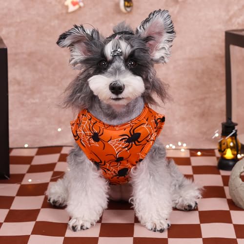CuteBone Dog Shirts 2-Pack Soft Pet Clothes Breathable Summer Vest for Small Puppy and Stretchy Cat Apparel - color: BOO&spider, size: Small
