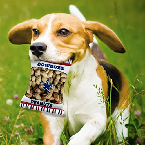 Pets First NFL Dallas Cowboys Crinkle FINE Plush Dog & CAT Squeak Toy - Cutest Stadium Peanuts Snack Plush Toy for Dogs & Cats with Inner Squeaker & Beautiful Baseball Team Name/Logo Small - color: Dallas Cowboys, style: STADIUM PEANUTS SNACK