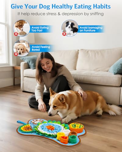 AMIR Snuffle Mat for Dogs, Sniff Mat Slow Feeding, Dog Snuffle Mat Encourages Natural Foraging Skills, Slow Eating, Help Stress Relief and Training