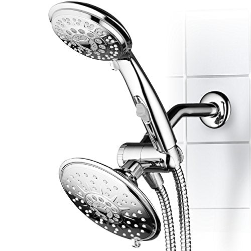 30-Setting Ultra-Luxury 6 inch Rainfall Shower Head & Handheld 3-way Combo with Water Saving Pause Switch and Stainless Steel Hose/Enjoy Separately or Together! Premium All Chrome Finish - color: Chrome Face
