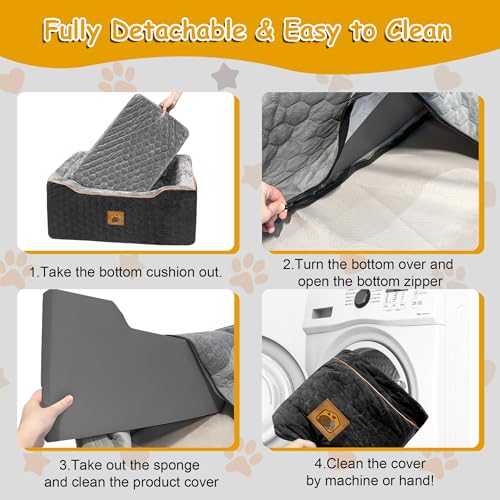 Dog Car Seat for Medium/Large Dog Booster Seat for Dogs Under 60 lbs or 2 Small Dogs, Multi-Functional Pet Car Seat with Thick Cushion, 2 Safety Leashes (BlackGray) - color: BlackGray