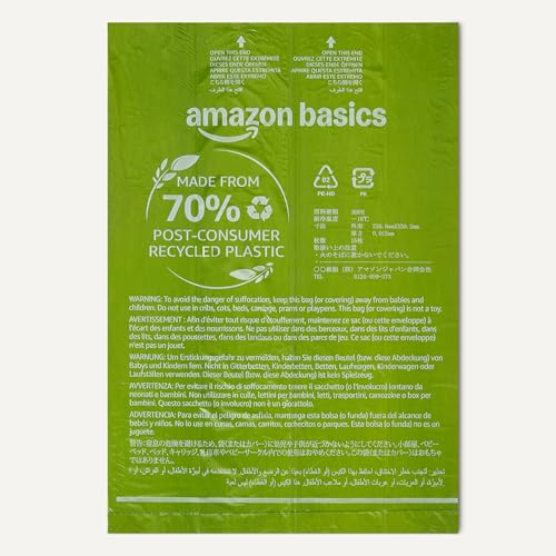 Amazon Basics Dog Poop Bags Rolls, 70% Recycled Plastic Waste Bags for Poop, Leak-Proof, 13 x 9 in., 300-Pack - size: 1 Count (Pack of 300)