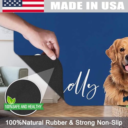 Personalized Dog & Cat Food Mat with Name & Photo Waterproof PU Pet Bowl Mat Non-Slip Rubber Bottom Easy Clean 3 Sizes (24"×16", 30"×20", 36"×24") Photo & Name - color: Photo & Name