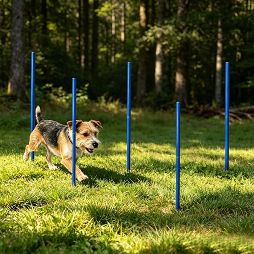 Dog Agility Jumps Adjustable Dog Hurdles with Weave Poles - Multifunctional Training Equipment for Backyard & Outdoor Obstacle Course