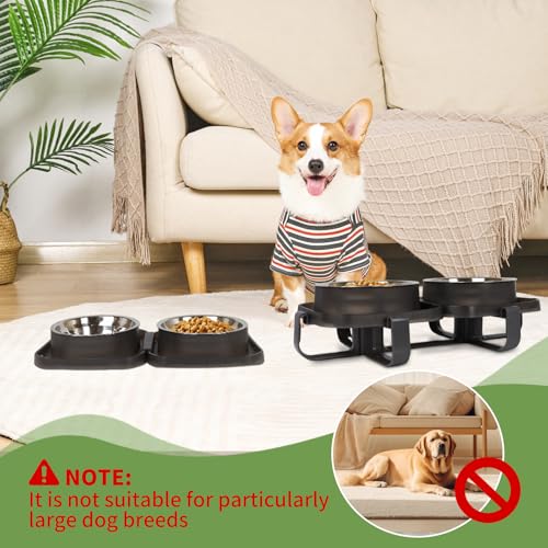 Elevated Dog Bowls, Stainless Steel Raised Dog Bowl with No Spill Dogs Food & Water Bowl for Small Medium Breed, Neater Dogs Feeding Station Non-Slip Water Bowls Set of 2 with Stand for Pet - size: Set of 2 - B