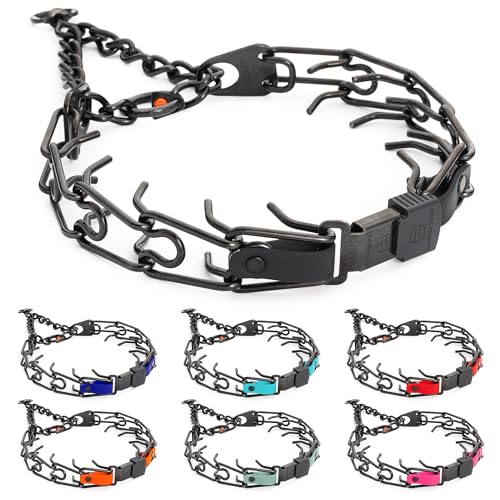 Herm Sprenger Black Stainless Steel Dog Collar with Quick Release ClicLock Buckle and Biothane Insert Training Collar Made in Germany (Black, 25in x 4.0mm(Neck Size up to21-22in)) - color: Black, size: 25in x 4.0mm(neck size up to21-22in)