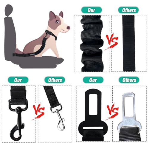 COOYOO Dog Seat Belt,Retractable Dog Car Harness Seat Belt for Car Adjustable Nylon Pet Safety Seat Belts Heavy Duty & Elastic Bungee Buffer - color: 08-Gray