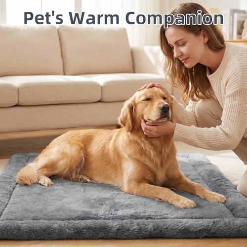 Dog Bed for Crate, Leak-Proof Soft Plush Dog Crate Bed for Dogs & Cats, Machine Washable Dog Bed Mats, Dog Pad for Crates, Travel & Home (Gray, 35"x23"x2") - size: 35"x23"x2"