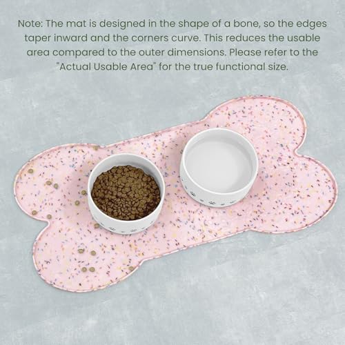 PWTAA Dog Food Mat Anti-Slip Silicone Dog Bowl Mat Thicker Pet Placemat Waterproof Cat Feeder Pad with Raised Edge Puppy Kitten Feeding Mats Suitable Small Medium-Sized Dogs Cats Eating Tray - 2PCS - color: Donut Pink, size: 19.4" x 9.8"-2PCS