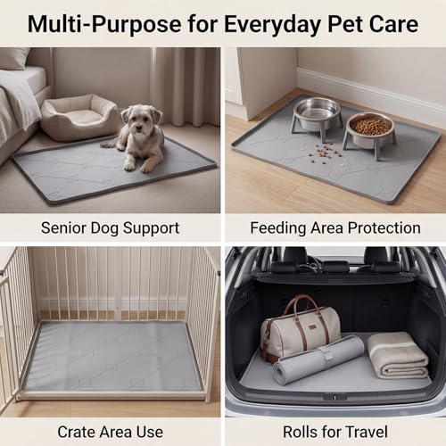 ondware Dog Pee Pad Holder,Silicone Indoor Dog Potty Tray,28x22 in,Gray,Thickened Material,Raised Edge Mat,Completely Leak-Proof, Effectively Protect the Floor, Portable Multi-Use Design. - size: 28x22 in