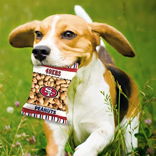 NFL SAN Francisco 49ERS Crinkle FINE Plush Dog & CAT Squeak Toy - Cutest Stadium Peanuts Snack Plush Toy for Dogs & Cats with Inner Squeaker & Beautiful Baseball Team Name/Logo - color: San Francisco 49ers, style: STADIUM PEANUTS SNACK
