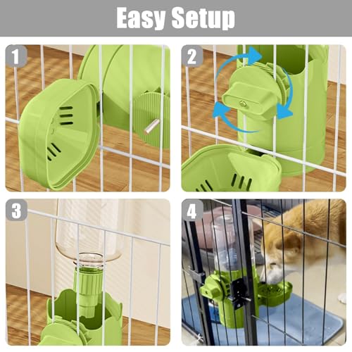 Pet Water Bottle for Cage Crate 26oz Automatic Feeding Water Dispenser for Dog Cat Rabbit (Green, 26oz)
