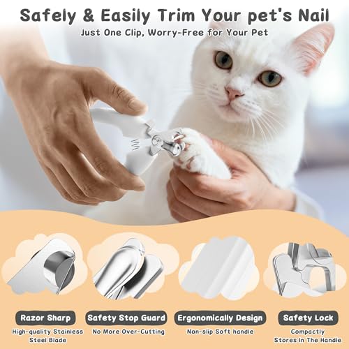 3-Piece Dogs & Cats brush for shedding - Self Cleaning Slicker Brush, Dematting Comb & Nail Clipper - Professional 3-in-1 Grooming Set for Shedding, Mats & Tangles - Easy At-Home Pet Care Tools
