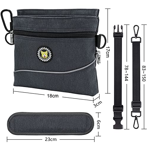 Viklluyr Dog Treat Pouch Bag with Magnetic Closure, Dog Food Carrier with Removable Inner Pocket, Perfect Dog Training Bag for Agility Training - Including Carabiner - color: Black, size: M