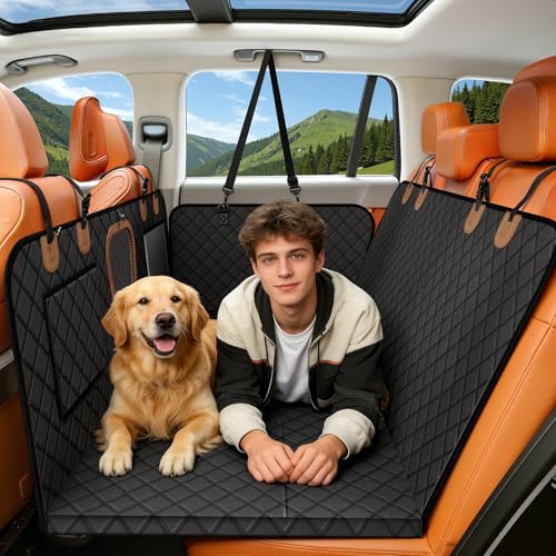 A-Pce Dog Car Seat Cover for Back Seat, Hard Bottom Back Seat Extender for Dogs, Back Seat Pet Cover for Dogs - Supports 400lbs, Waterproof Heavy Duty Scratch Dog Hammock for Car SUV and Small Truck - size: XL