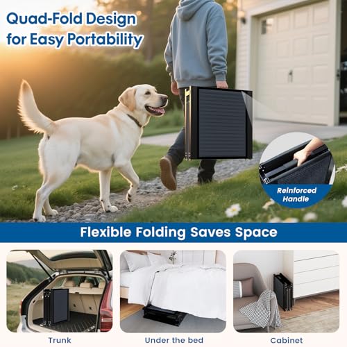 HBTower 67" Long & 17.3" Wide Folding Dog Ramp for Car, SUV & Truck – Portable Pet Ramp with Non-Slip Surface, Extra Wide Steps for Large Dogs Up to 250LBS - size: 67" L x 17.3" W