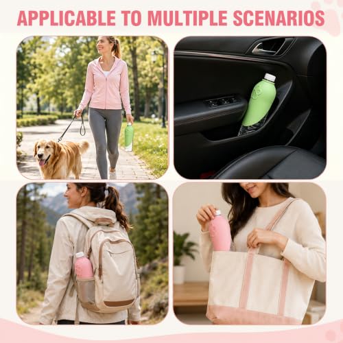Portable Dog Water Bottle Attachment, Slip-On Pet Water Bowl for Walks | Silicone Dog Drink Dispenser, Fits Standard Water Bottles,Ideal for Dog Cat Walking Hiking Travel Foldable Leaf Design - color: Green