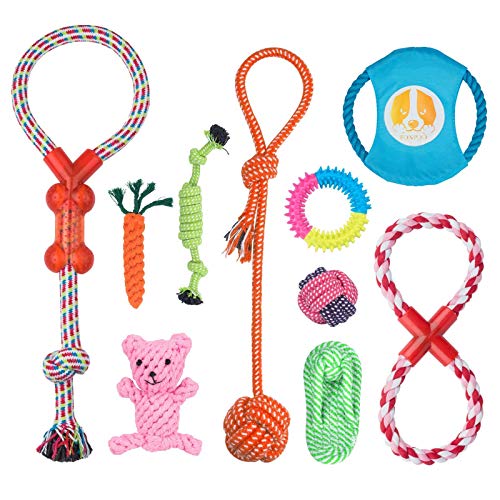 Dog Chew Toys for Small to Medium Dogs - 10 Pack Tough Dog Toys, Interactive Rope Teething Toy for Puppy, Durable Tug of War Toy, Birthday and Festival Gift Set - color: 10 Pack