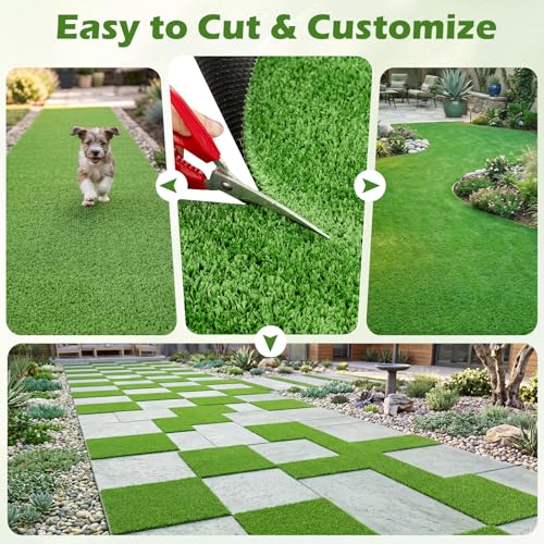 Tangkula 8Ft x 5 Ft Artificial Turf Rug, Realistic Indoor Outdoor Garden Lawn Landscape with 0.3" Pile Height, Grass Turf with Drainage Holes, Dog Potty Pad Fake Faux Grass for Patio, Balcony, Yard