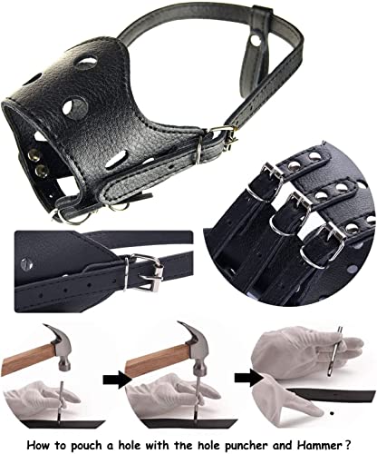 BARKLESS Dog Muzzle Leather, Soft Secure Anti-Barking Leather Muzzle for Medium Sized Dogs to Prevent Biting, Breathable and Adjustable, Allows Drinking and Panting, Used with Collars - color: Brown, size: M (Snout Cir: 8"-9.5")