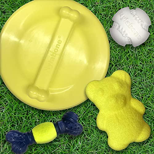 Nylabone Power Play Tennis Ball Teddy Bear Gripz Felt Rubber Fetch Toy, Squeaky Toys for Dogs, Medium (1 Count) - size: Medium (1 Count), style: Teddy