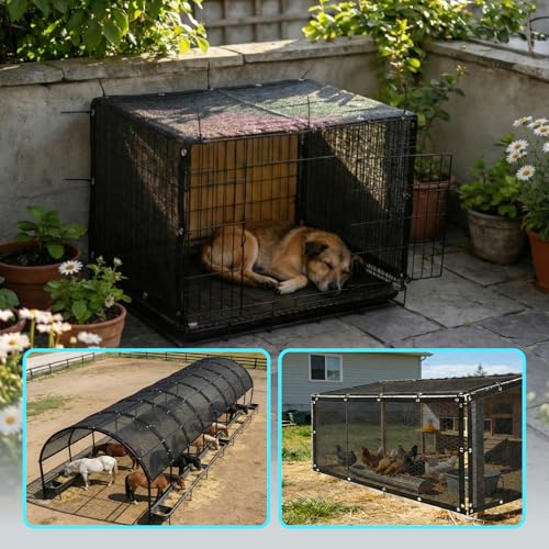 ShadeMart 4' x 5' Black Dog Kennel Shade Cover, 90% UV Block Shade Cloth, Mesh Tarp with Grommets for Dog Playpen, Dog Pen, Dog Run, Dog Crate, Fence Privacy Screen (We Make Custom Size) - color: Black, size: 0 4' X 0 5'