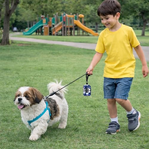 Petmolico Dog Poop Bag Holder Leash Attachment, Dog Waste Bag Dispenser Zippered Pouch, Fits Any Dog Leash, Includes Free Roll of Dog Bags, Poop Bag Dispenser - 2 Packs, Mixed Blue & White - color: Dark Blue & White
