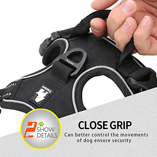 JUXZH Truelove No Pull Dog Harness with Easy Control Handle and 2 Leash Attachments,Reflective Adjustable Pet Vest - color: Black, size: Medium (Pack of 1)