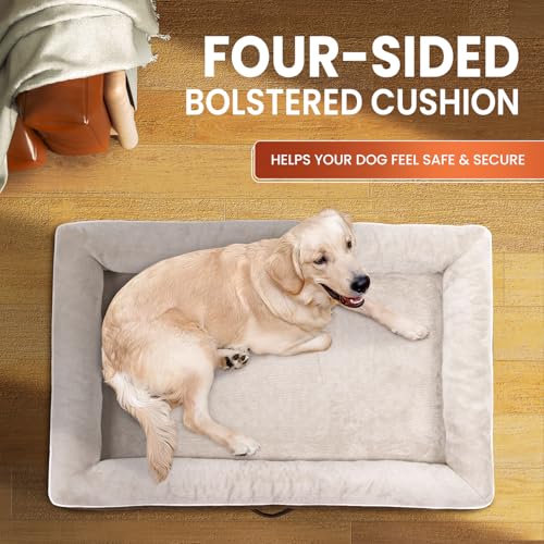 Upvilla XXL Orthopedic Dog Bed, Four-Sided Cushioned Egg-Shaped Foam Dog Sofa, Waterproof Removable Cover, Pet Sofa Bed with Non-Slip Base, Giant Dog Bed,Brown - color: Brown, size: 54"l X 36"w X 7.5"th
