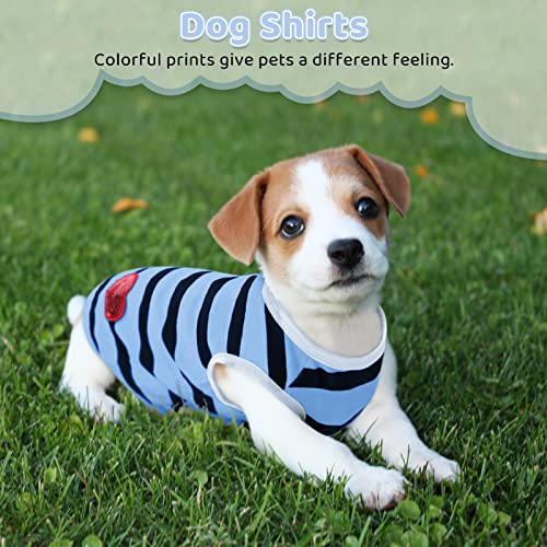 Pet Dog Striped T-Shirt Dogs Cats Cotton Vest Spring Summer Pet Apparel Tee Shirt Suitable for Small and Medium Large Pets French Bulldog Bichon - color: Blue-Vest, size: X-Small