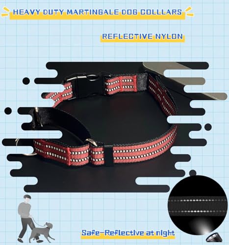 Martingale Dog Collars with Quick Release Buckle, Heavy Duty Nylon Reflective Dog Collar, NO Pull Walking Training Collar for Large, Medium, Small Dogs (Red, Extra Small) - color: Red, size: Extra Small