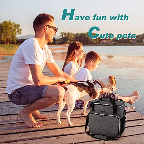 BAGLHER Dog Travel Bag, Pet Travel Bag (ALL Pet Travel Supplies), With 2 Pet Food Containers and 2 Collapsible Silicone Bowls; Essential Kits for Pet Travel Grey - color: Grey, size: Medium