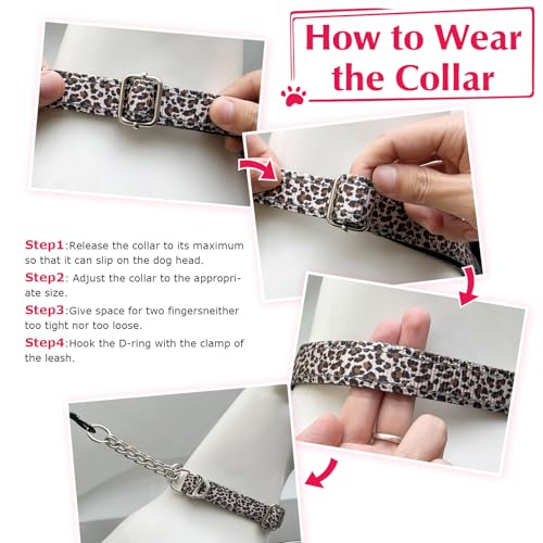 No-Pull Martingale Dog Collar with Chain - Adjustable Anti Pull Training Collar, Safe Choker Control Limited Slip Walking Training Dog Collars (Cute Dog Paw Print Medium) - color: 12, size: M(Neck12"-17")