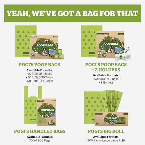 Pogi’s Dog Poop Bag Dispenser – Holder with Metal Carabiner for Leashes, Includes 15 Fresh Scented Bags - color: Unscented, size: 1 Count (Pack of 15)