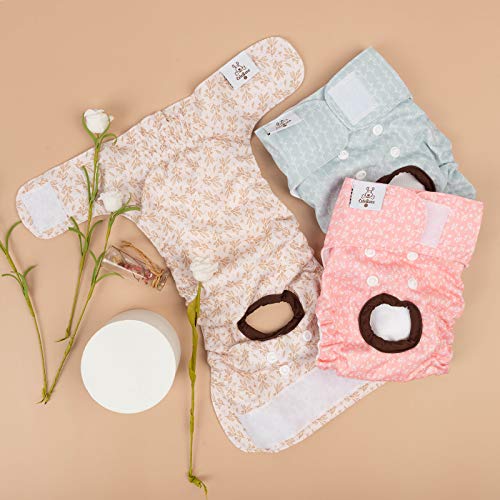CuteBone Dog Diapers Female Washable Small Medium Large 3 Pack Reusable Doggie Diapers Puppy Period Pants for Doggy Heat Cycle Peeing - size: M