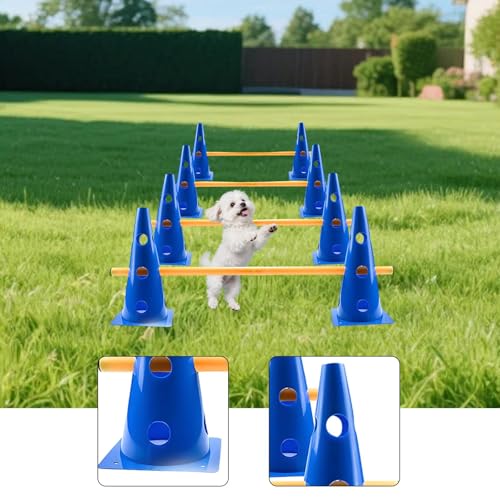 Dog Agility Hurdle Set, Obstacle Training Equipment, Football Agility Pole, Basketball Cones and Poles, Outdoor Sports