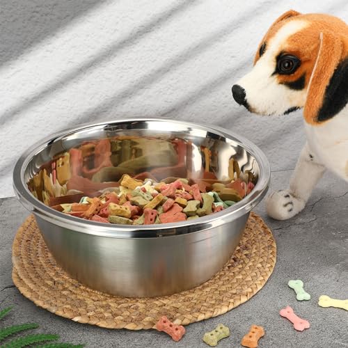 Ziliny 10 Pcs 8 Cup Metal Dog Bowls Stainless Steel Thickened Food Bowls Travel Kennel Food and Water Dish for Medium Large Size Dogs Cats, 64 Oz, Dishwasher Safe