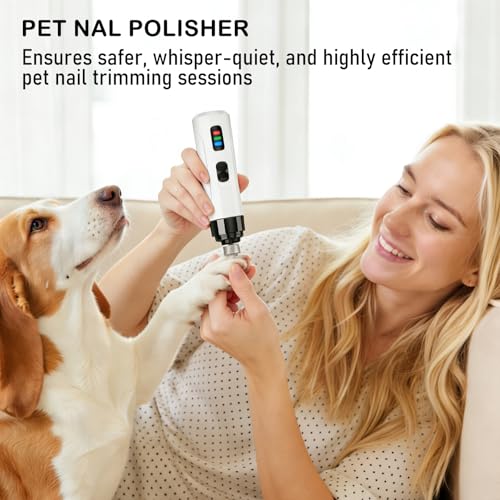 Ntrjtrss Quiet Dog Nail Grinde with 2-Speed, Professional Groom Pro Nail Grinder for Dogs for Small/Medium/Large Dogs & Cats, Rechargeable Grind Pro for Dogs with Replacement Grinding Heads