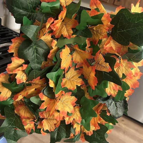 Maple Leaf Mat, 21.6"x19.7" Works as Fall Home Decorations & Dog Snuffle Mat, Pet Jungle Slow Feeder Sniff Mat for Natural Foraging Skill Training, Anxiety Relief Mind Stimulation Puzzle Toys