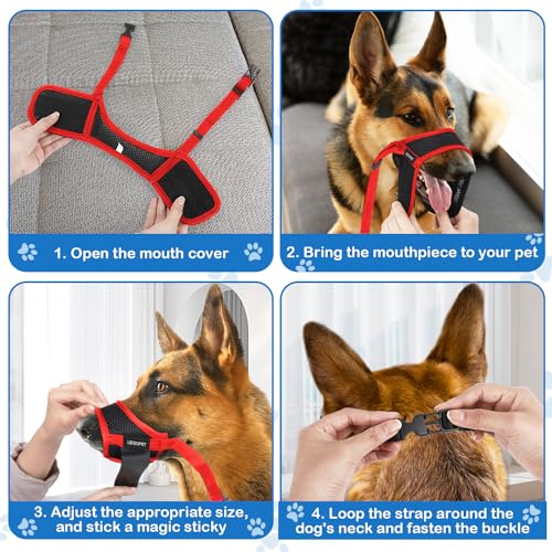 Nylon Dog Muzzle, 8-Black-Red-S