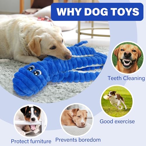 Prime Pets Squeaky Dog Toys for Large Dogs, 27” Extra Large Octopus Dog Toy to Keep Them Busy, Interactive Plush Chew Toy for Small Medium Large Dogs, Tug of War Pet Toys, Blue - color: Blue