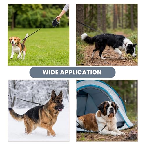 33ft Retractable Dog Leash, One-Button Control with Reflective Strips, 360° Anti Winding Non Slip Handle Lead, Long Leash Retractable with Waste Bag Dispenser for Medium Large Dog