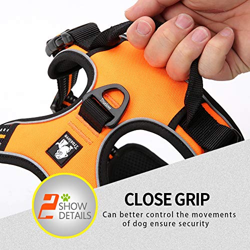 JUXZH Truelove No Pull Dog Harness with Easy Control Handle and 2 Leash Attachments,Reflective Adjustable Pet Vest - color: Orange, size: Large (Pack of 1)